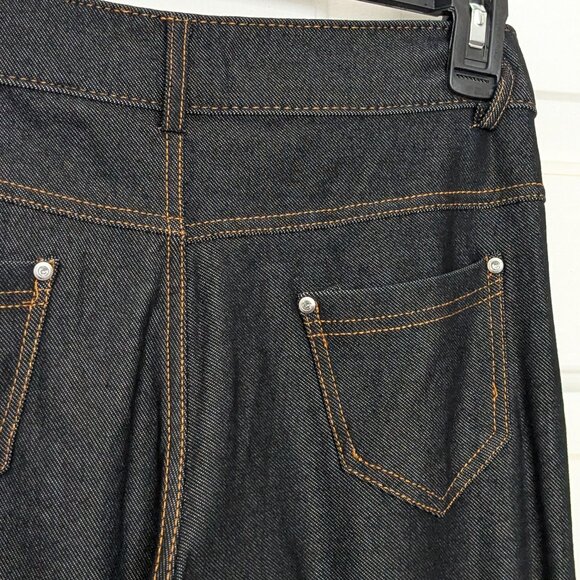 YELETE NAVY BLUE Mid Rise Ponte Skinny Jeggings Pants Knit Leggings SMALL - Picture 7 of 10